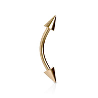 Spikes Rose Gold IP Curved Barbell Eyebrow Rings