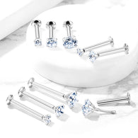 Push In Threadless Prong CZ Top Lip Labret Stud Ear Cartilage