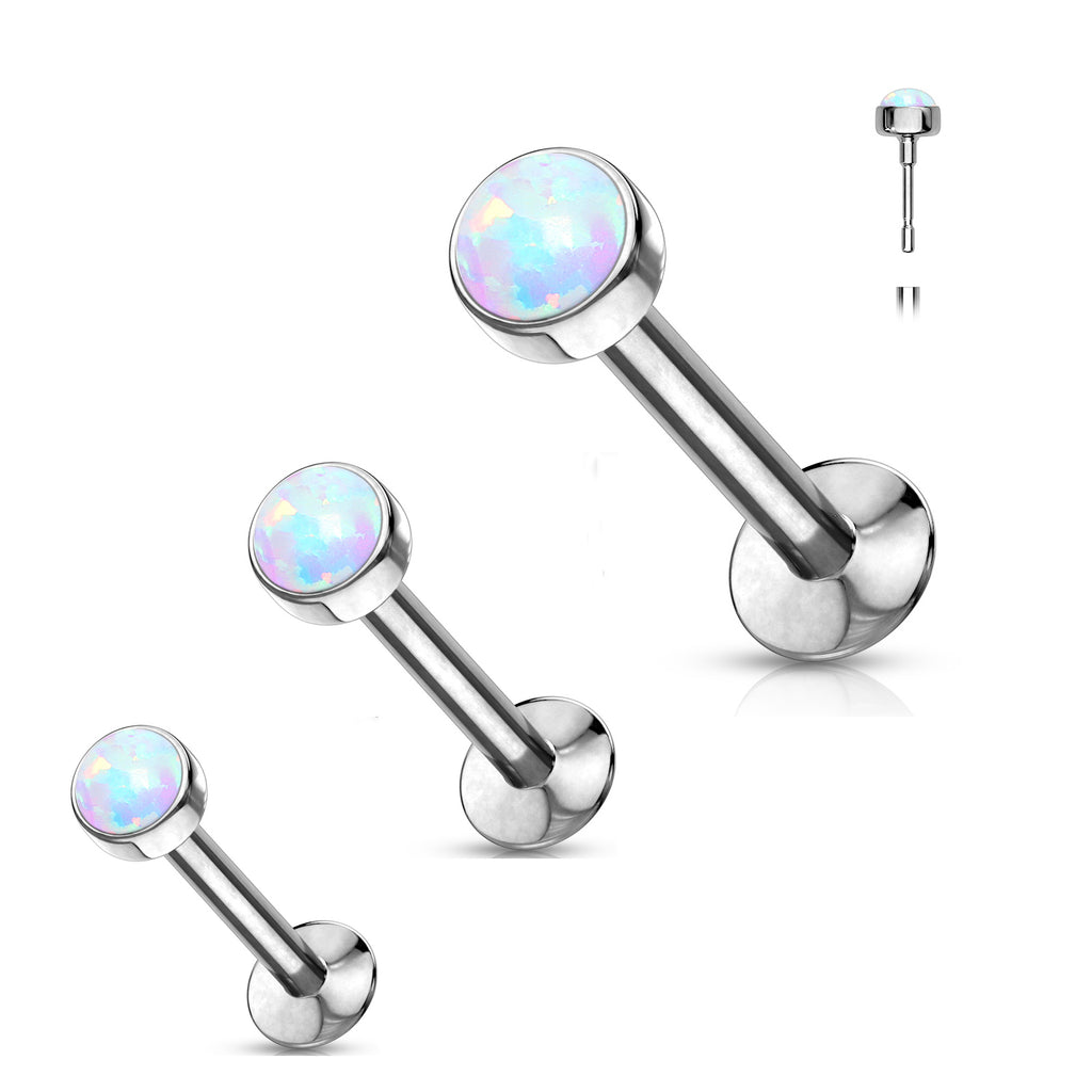 Push In Top White Opal Ball Labret Ear Cartilage Daith Triple Helix Tr ...