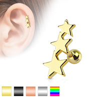 Three Stars Ear Cartilage Tragus Helix Barbell Studs