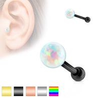 Opal Ball Internally Threaded Cartilage Tragus Helix Barbell Studs