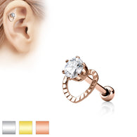 CZ Heart Surgical Steel Cartilage Tragus Helix Barbell Studs