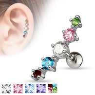 Journey Curve 5 CZ Ear Cartilage Tragus Helix Barbell Studs