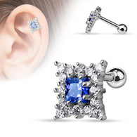 Sapphire Blue CZ Surgical Steel Cartilage Helix Tragus Barbell