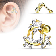 Star CZ Gold Plated Surgical Steel Cartilage Tragus Helix Barbell