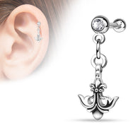 Anchor Fleur De Lis Dangle Cartilage Helix Tragus Barbell