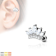 Tiara Top CZ Ear Cartilage Daith Helix Tragus Barbell Stud