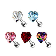 Heart CZ Top Ear Cartilage Daith Helix Tragus Barbell Stud