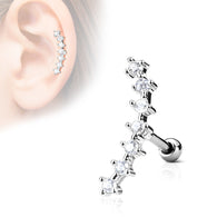 CZ Curve Line Top Ear Cartilage Daith Helix Tragus Barbell Stud