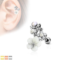 Clay Flower Top CZ Ear Cartilage Daith Helix Tragus Barbell Stud