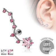 Multi CZ and Star Ear Cartilage Daith Tragus Helix Barbell