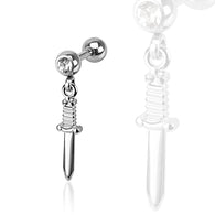 Sword Dangle 316L Surgical Steel Tragus Cartilage Barbell