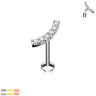 CZ Curve Internal Threaded Labret Monroe Cartilage Daith Tragus Studs