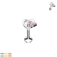 CZ Heart Internal Threaded Labret Monroe Helix Daith Tragus Studs