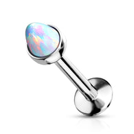 Spike Opal Top Lip Labret Stud For Chin Ear Cartilage Helix 16G