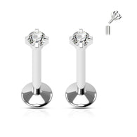 Pair Of Prong Set 3mm CZ Labret Monroe Ear Cartilage Studs