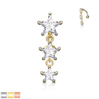 Three Stars CZ Vertical Drop Belly Button Navel Rings