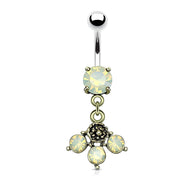 Opal Antique Surgical Steel Navel Belly Button Ring