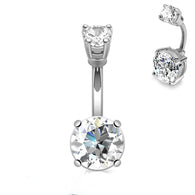 10 mm Round CZ Prong Set 316L Surgical Steel Belly Button Navel Rings