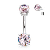 Internally Threaded Top CZ Surgical Steel Belly Button Navel Rings