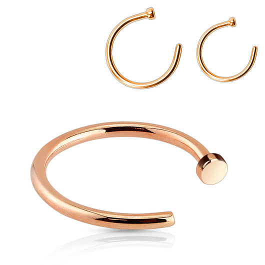 Pair Rose Gold IP Over 316L Surgical Steel Nose Hoop