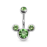 Triple Bubble CZ Surgical Steel Belly Button Navel Rings