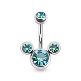 Triple Bubble CZ Surgical Steel Belly Button Navel Rings