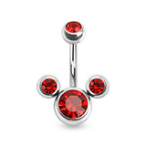 Triple Bubble CZ Surgical Steel Belly Button Navel Rings