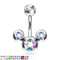 Triple Bubble CZ Surgical Steel Belly Button Navel Rings