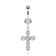 Multi CZ Cross Dangle Belly Button Navel Rings