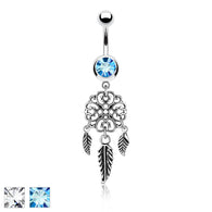 Heart Filigree Dream Catcher Dangle Belly Button Navel Rings