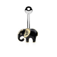 Gold and Black Elephant Belly Button Navel Rings