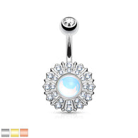 Revo Stone Flower CZ Belly Button Navel Rings