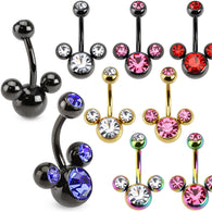 Triple Bubble CZ Titanium Belly Button Navel Rings