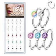 20 Pc Pack 20G CZ 316L Surgical Steel Nose Hoop Tragus Cartilage Ring