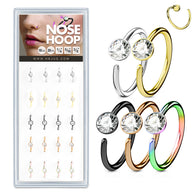 20 Pc Pack 20G CZ Mix Titanium Nose Hoop Tragus Cartilage Ring