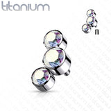 Titanium 3 Round Bezel CZ Top Parts For Lip Eyebrow Dermal