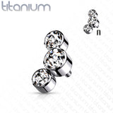 Titanium 3 Round Bezel CZ Top Parts For Lip Eyebrow Dermal