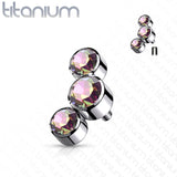 Titanium 3 Round Bezel CZ Top Parts For Lip Eyebrow Dermal