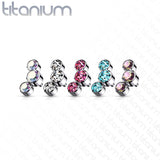 Titanium 3 Round Bezel CZ Top Parts For Lip Eyebrow Dermal