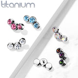 Titanium 3 Round Bezel CZ Top Parts For Lip Eyebrow Dermal