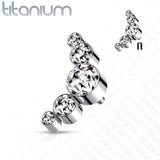 Titanium Bezel Round CZ Top For Lip Eyebrow Dermal