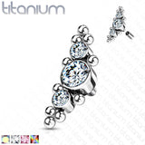 Titanium 3 Bezel CZ Ball Clusters Top For Lip Eyebrow Dermal