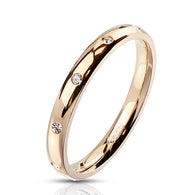 10 CZ Flush Set Classic Dome Rose Gold Rings