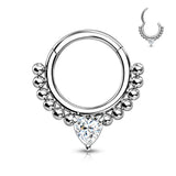 High Quality Precision Heart CZ Bead Hinged Segment Nose Septum Ear Cartilage