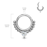 High Quality Precision Heart CZ Bead Hinged Segment Nose Septum Ear Cartilage