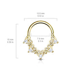 Heart Filigree with Mini CZ Bendable Hoop for Daith, Cartilage Nose Septum