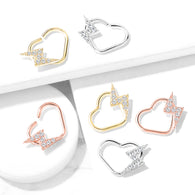 CZ Lightning Volt Heart Shape Ear Cartilage Daith Hoop Helix Tragus Rings