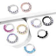 7 Gem Lined Facing Set Bendable Hoop Tragus Cartilage Nose Septum