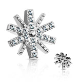 9.5 mm CZ Paved Snow Flake Internal Threaded Dermal Anchor Tops